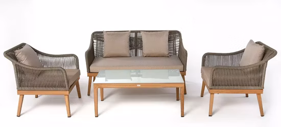Conjunto de móveis de pátio externo de 3 peças com mesa de centro para quintal e bistrô