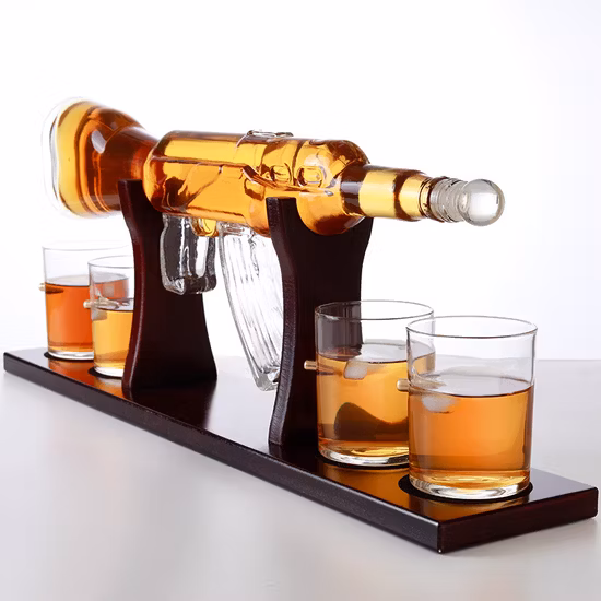 Conjunto de decantador de vinho em formato de diamante de 880ml com copos de uísque de 300ml